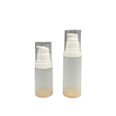 Transparenter pp. luftloser hölzerner Muster-Siebdruck der Flaschen-Pumpen-30ml 50ml