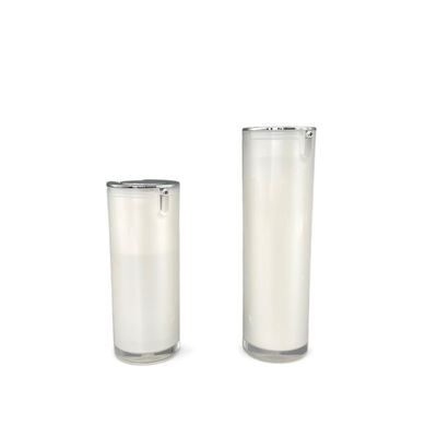 Luftlose silberne metallisierte runde acrylsauerform Pearl Whites 30ml Pumpflasche-50ml