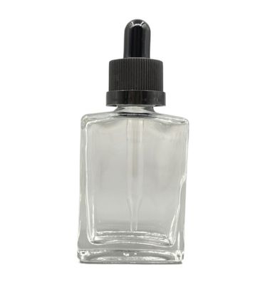 Glaskosmetik des Quadrat-30ml füllt kindersichere Kappe des Tropfenzählers für Haarpflege-Öl ab