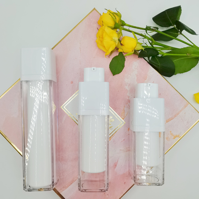 Doppel-wandige Seiden-Siebung Matte Packaging Bottle der Drehquadrat-luftlose Flaschen-15ml 30ml 50ml