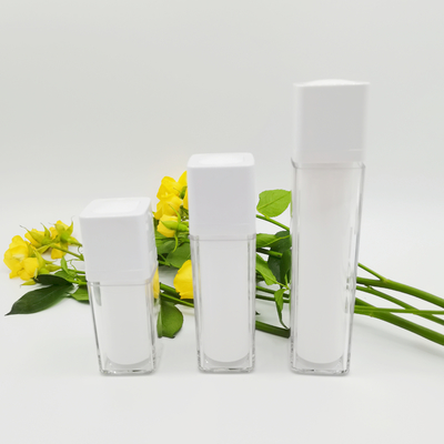 Doppel-wandige Seiden-Siebung Matte Packaging Bottle der Drehquadrat-luftlose Flaschen-15ml 30ml 50ml