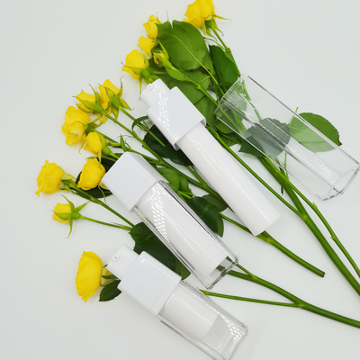 Doppel-wandige Seiden-Siebung Matte Packaging Bottle der Drehquadrat-luftlose Flaschen-15ml 30ml 50ml
