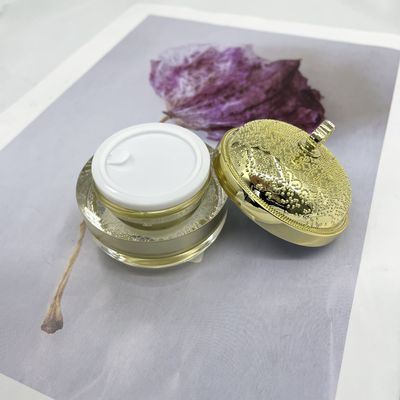 Runde des goldene klare kosmetische Plastikbehälter-metallisierte Luxuscremetiegel-5g 15g