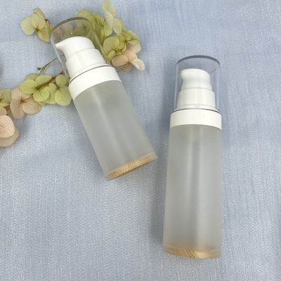Transparenter pp. luftloser hölzerner Muster-Siebdruck der Flaschen-Pumpen-30ml 50ml