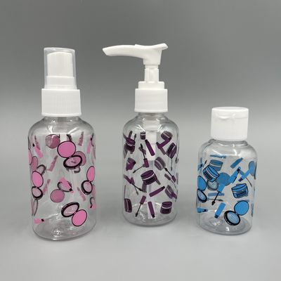 Feuchtigkeitscreme transparente der Boston-HAUSTIER Pumpflasche-runde Schulter-70ml mit Drucken
