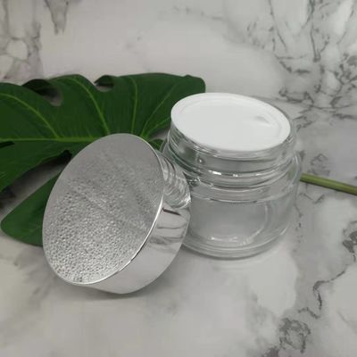 Glascremetiegel MSDS-freien Raumes 100g mit glänzende silberne Kappen-weißem Deckel-Masken-Schlamm