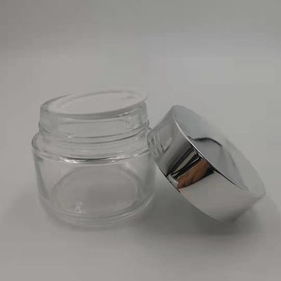 Glascremetiegel MSDS-freien Raumes 100g mit glänzende silberne Kappen-weißem Deckel-Masken-Schlamm