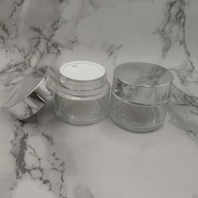 Glascremetiegel MSDS-freien Raumes 100g mit glänzende silberne Kappen-weißem Deckel-Masken-Schlamm