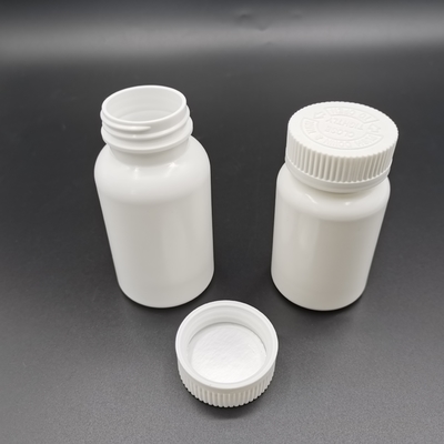 prüfen weiße Flaschen-Kinder des HDPE-120cc Kappe runterdrücken und sich drehen, um sich zu öffnen